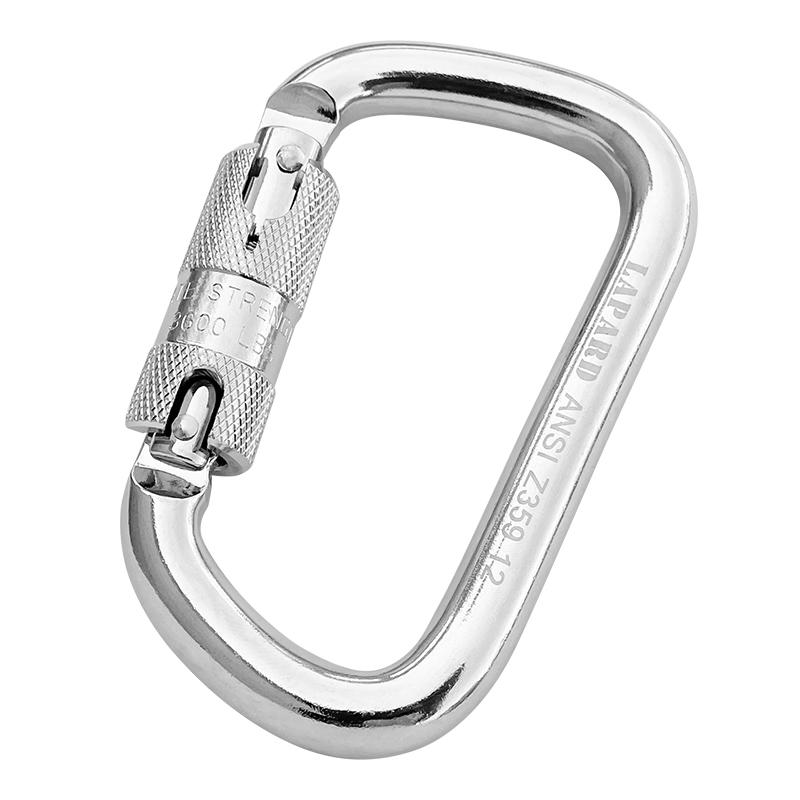 登山用カラビナ キーホルダー アウトドア 攀岩 ロッククライミング D型 ステンレス鋼 自動ロック 主鎖 環付 高強度 45KN アンカーポイント