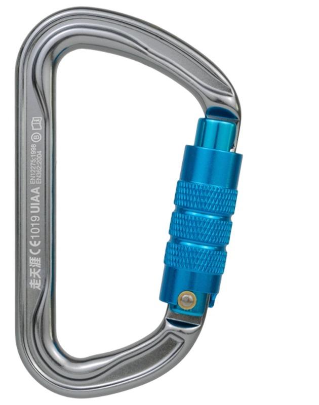 カラビナ キーホルダー メンズ レディース D型 オートロック式 環付 登山 クライミング ボルダリング ラペリング 懸垂下降 レスキュー アイスクライミング ...