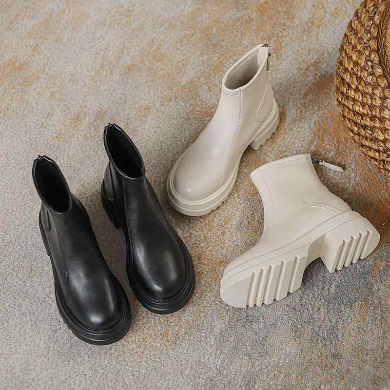 ショートブーツ レディース 厚底 ハイヒール インヒール 身長アップ 低身長向け 韓国 秋冬 アンクル丈 ..