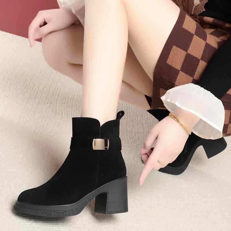 ブーツ レディース 女性用 ミセス 秋冬 ショートブーツ ブーティ 本革 牛革 スエード ムートン ブラッ..