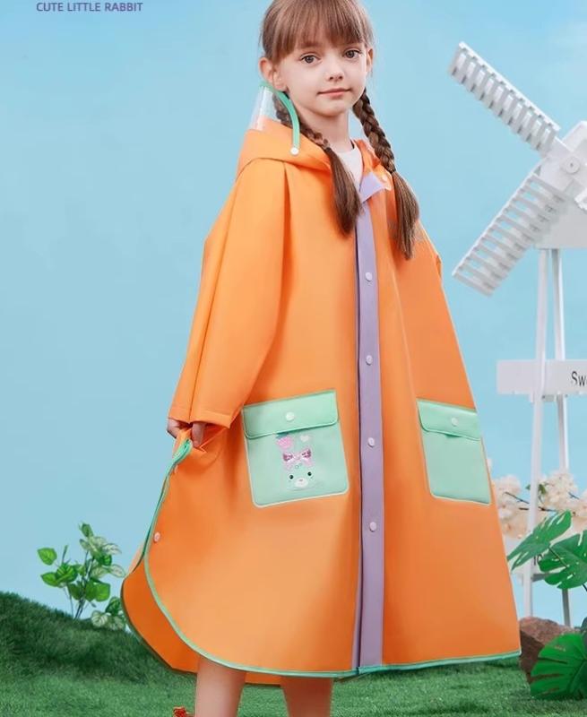 レインコート キッズ 男の子 女の子 子供 小学生 中学生 通学 ランドセル対応 ポンチョ 豪雨対策 撥水 防水 防風 軽量 スナップボタン開閉(4)