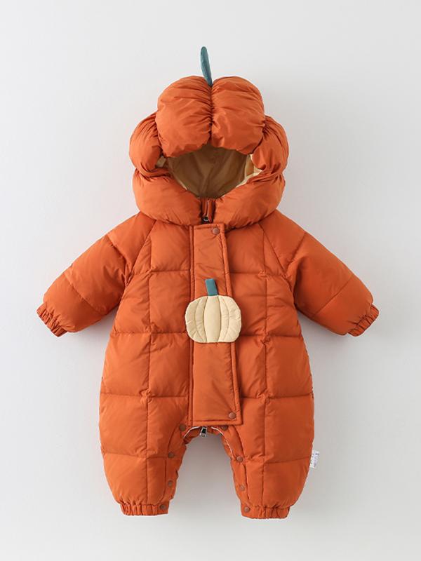 ベビー ロンパース 男の子 女の子 冬 ダウン ポリエステル カバーオール フード付き 厚手 保温 防風 軽..