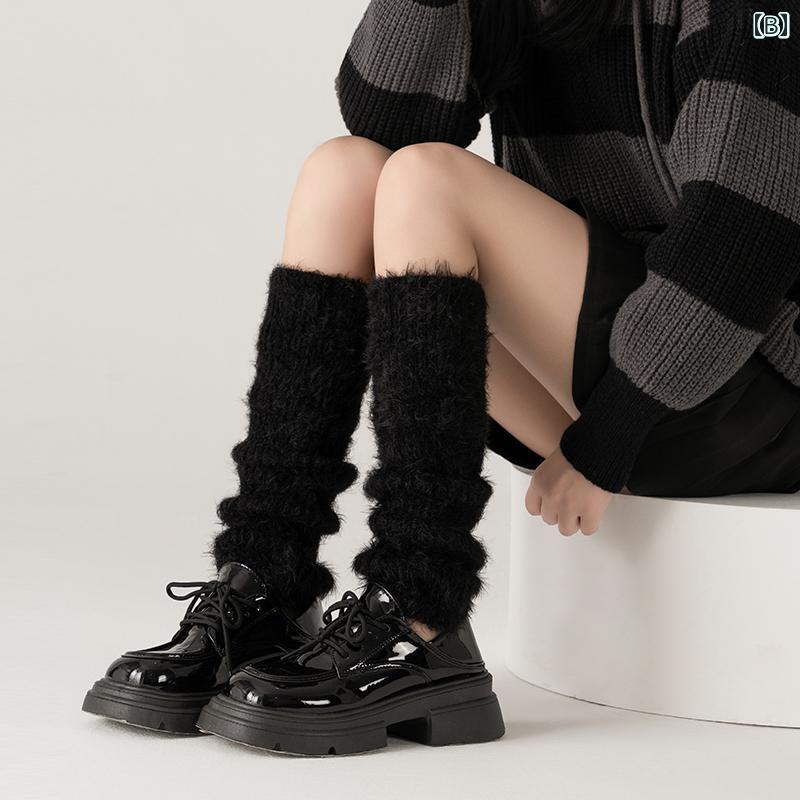 レッグウォーマー レディース もこもこ ふわふわ ルーズ Y2K サブカルチャー かわいい クシュクシュ 丈長 厚手 あったか 防寒 秋冬 アイボリー