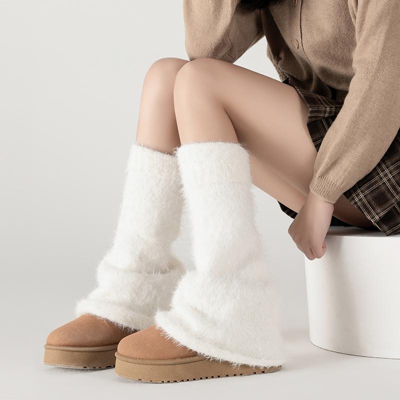 レッグウォーマー レディース ふわふわ もこもこ フェイクファー ルーズソックス くしゅくしゅ JK Y2K スウィートスタイル ワイド フレア 秋冬 ブーツ用...