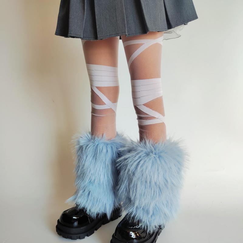 レッグウォーマー レディース 秋冬 ロング フェイクファー もこもこ Y2Kファッション ルーズソックス ..