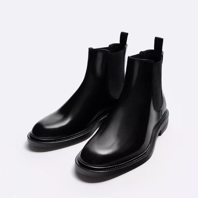 ["ブーツ メンズ チェルシーブーツ ショートブーツ スリップオン シンプル 本革 牛革 レザー 無地 耐摩耗性 ラウンドトゥ 厚底 ローヒール ラバーソール 秋冬 黒色", "ブーツ メンズ チェルシーブーツ ショートブーツ スリップオン シン