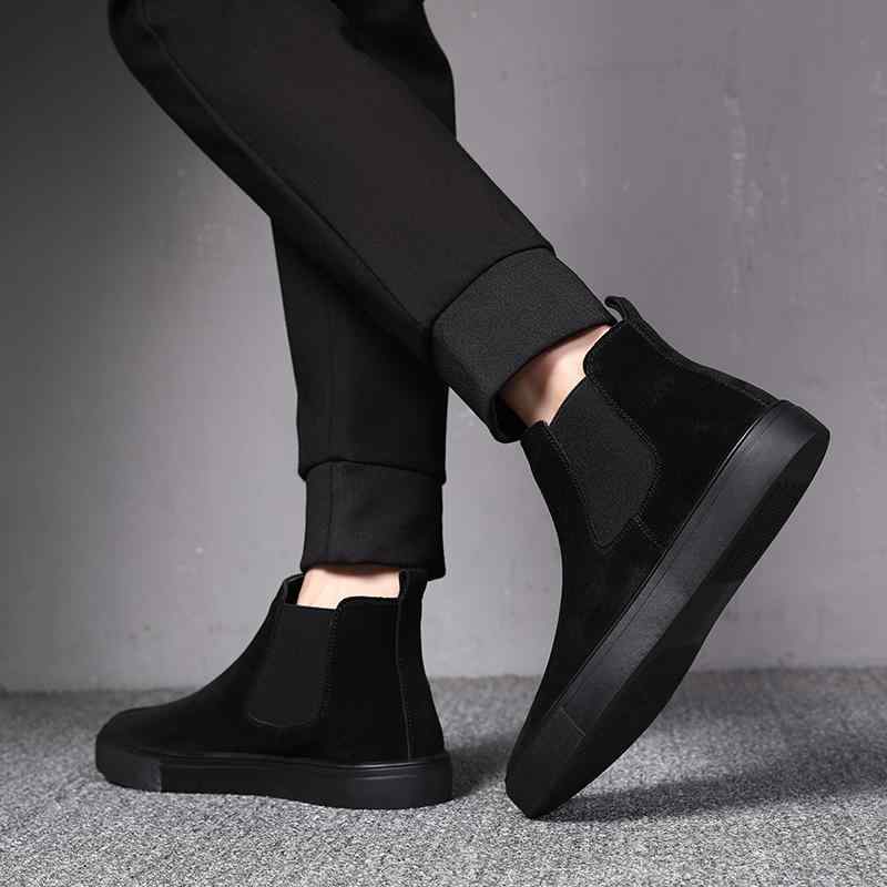 ブーツ メンズ 男性用 チェルシーブーツ ブーツ ハイカット ショート丈 アンクル スエード レザー ラウンドトゥ ローヒール カジュアルスタイル ブラック ホワイト