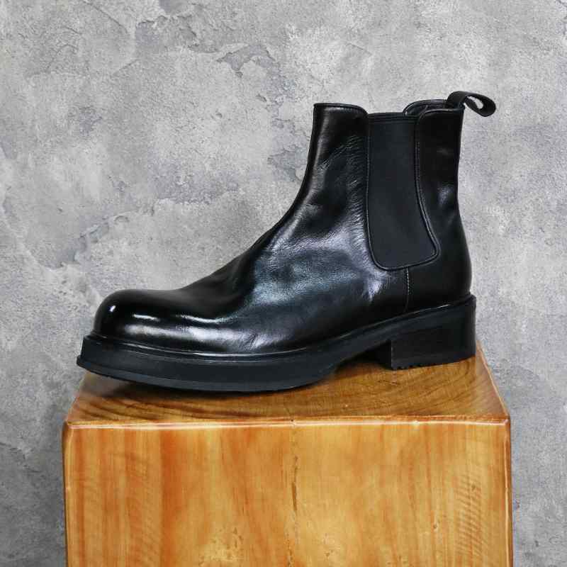 ブーツ メンズ 馬革 本革 チェルシーブーツ ミドル丈 ハイカット ラウンドトゥ レトロ ウォッシュ加工 厚底 ミドルヒール カジュアル 普段使い レザーシューズ 黒 秋冬