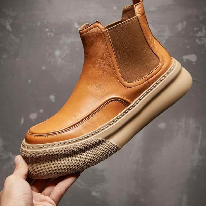 ショートブーツ メンズ 男性用 チェルシーブーツ 馬革 ホースレザー 本革 牛革 ミドルカット シークレ..