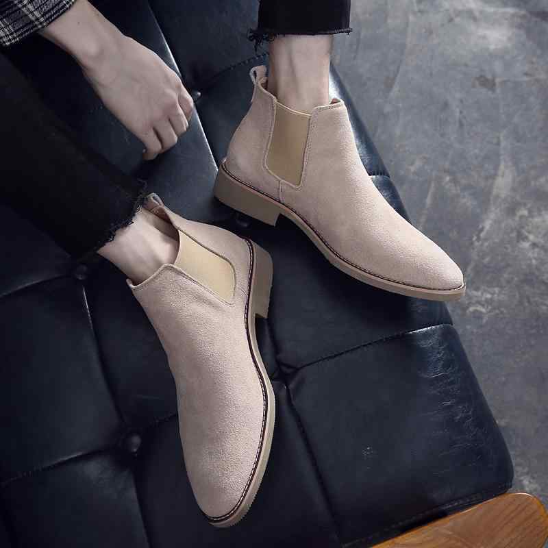 ブーツ メンズ ポインテッドトゥ ブーツ チェルシーブーツ ショートブーツ ハイカット 本革 牛革 スエード 裏起毛 インヒール 大きいサイズ 耐摩耗 ブリティッシュ ブラック ブラウン グリーン