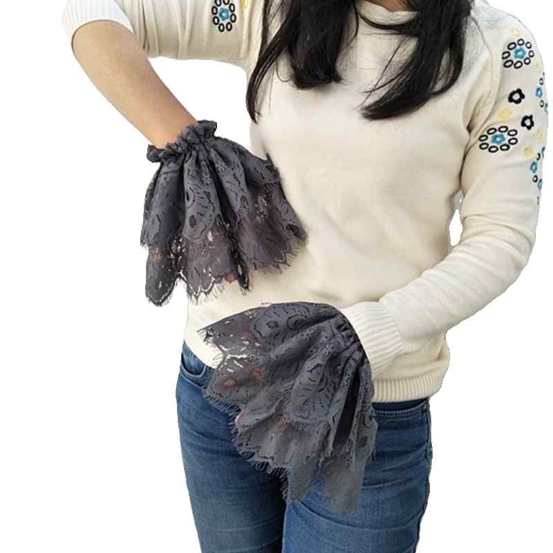 つけ袖 アームカバー レディース レース 半指 フィンガーレス ロング丈 サイズ調整可能 傷跡 タトゥー..