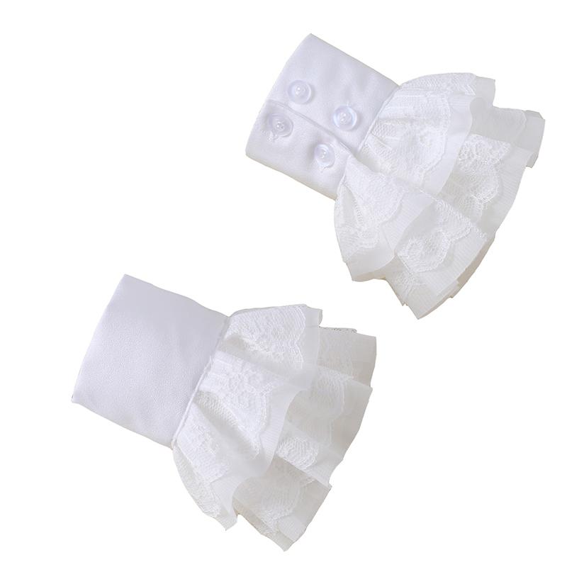 つけ袖 レディース 女性用 レース フリル フェイクカフス シャツタイプ インナー 重ね着 レイヤード セーター ニット トレーナー スウェット コーデ 着回し 装飾 万能 白 黒