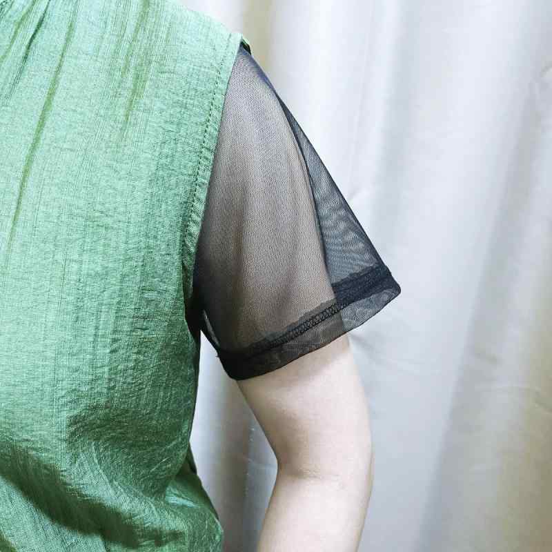 つけ袖 フェイク袖 ショート丈 細メッシュ チュール レース フリル 切り替え ナイロン素材 DIY 手作り ハンドメイド 半製品 装飾 黒 白