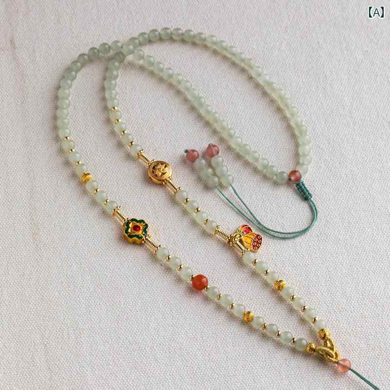 ネックレス ペンダントトップ ビーズチェーン 中国風 新中国スタイル 八宝羅盤 古法金紐 綿コード