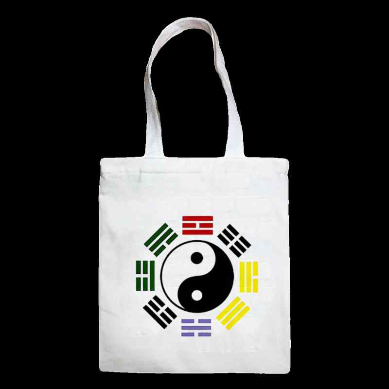 トートバッグ オシャレ メンズ レディース 太極図 乾坤 八卦 チャイナ風 道教 キャンバス ショルダー ..