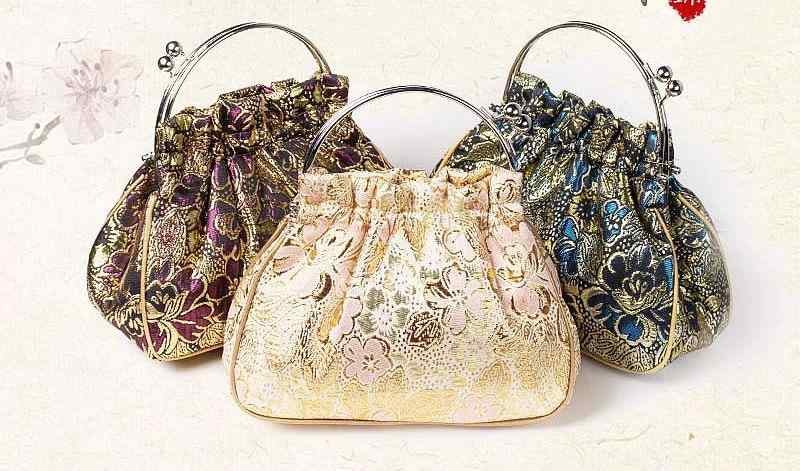 ハンドバッグ レディース 豪華 ガマ口 鞄 南京雲錦 伝統 工芸 織物 上品 小さめ お呼ばれ パーティー ..