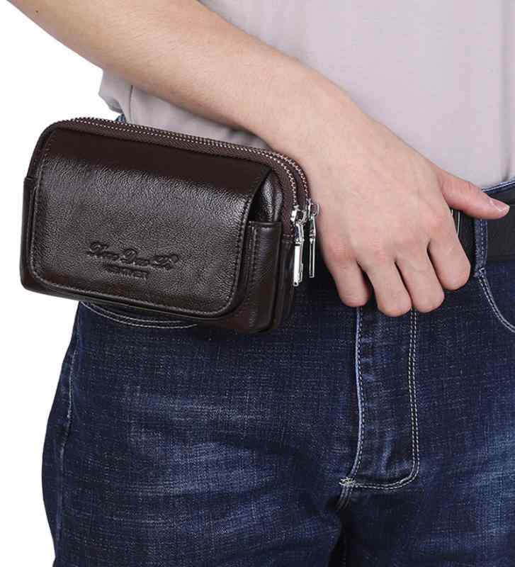 スマホポーチ メンズ 男性用 本革 牛革 レザー 横型 ウエストポーチ ヒップバッグ ベルトポーチ 現場作..