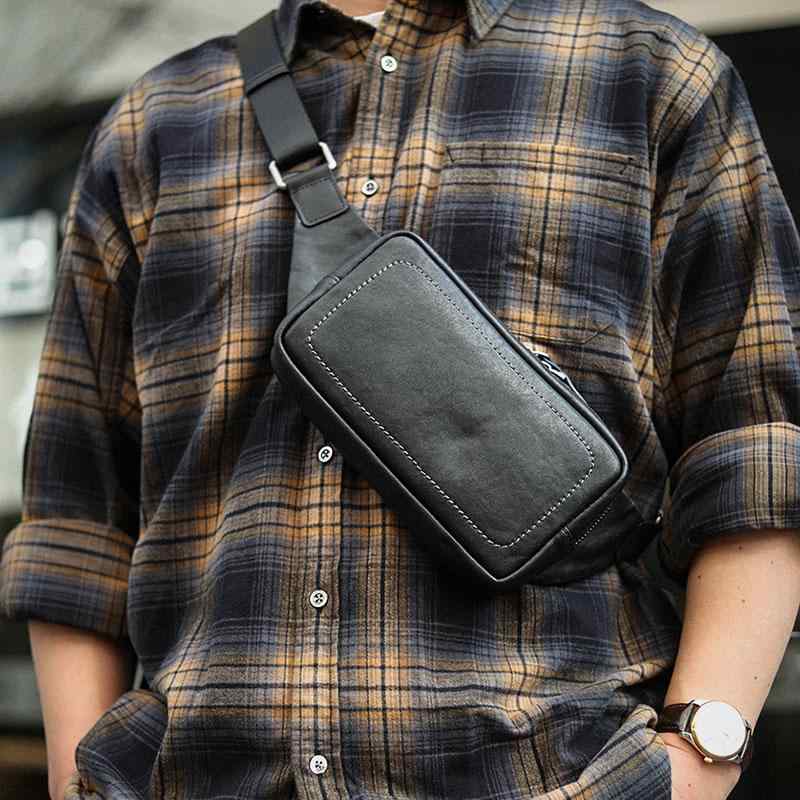 バッグ メンズ 本革 牛革 植物タンニン鞣し ボディバッグ ショルダーバッグ 斜めがけ ワンショルダー ウエストポーチ ミニ 小さめ 通勤 普段使い シンプル 横型 スクエア ソフト ファスナー ブラック