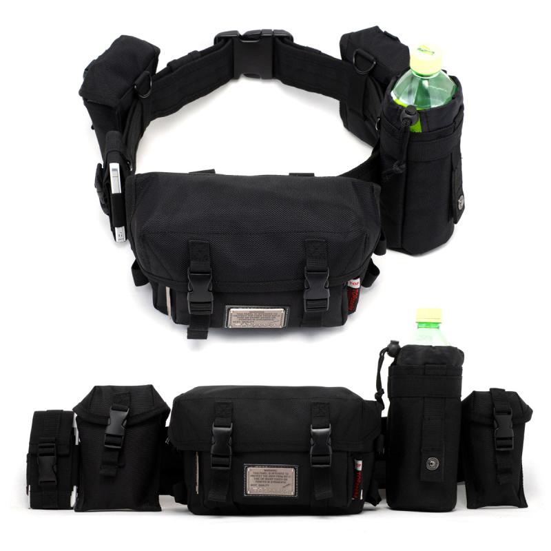 ウエストバッグ メンズ ボディバッグ 鞄 多機能 取り外し可能 コンビネーション アウトドア スポーツ 旅行 レジャー カジュアル 普段使い オックスフォード生地 軽量 収納豊富 横型 黒(4)