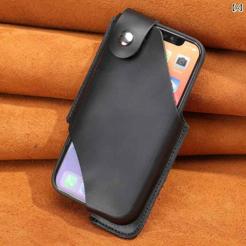 ウエストバッグ メンズ クレイジーホースレザー 本革 牛革 スマホポーチ ベルト通し シンプル 型崩れ防止 大容量 隠しポケット ミニショルダー 斜めがけ 横型 マグネット開閉式 鞄 普段使い 黒 コーヒー frontop-13222513 フロントップ楽天市場店 サンプル画像2