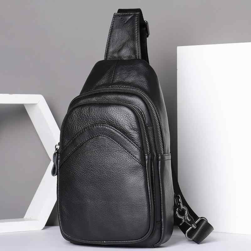 Men'S Bag - スリングバッグ メンズ ボディバッグ ワンショルダーバッグ 本革 牛革 レザー 大容量 防水 カジュアル アウトドア レジャー 普段使い ファッション 縦型 スクエア ブラック コーヒー レッドブラウン ファスナー開閉