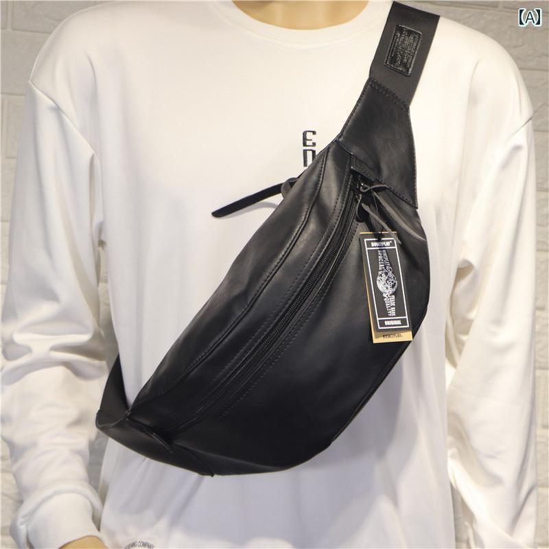 ボディバッグ メンズ 男性用 個性的 ファッション 日韓風 大容量 ワンショルダー ウエストポーチ 斜め掛け 合成皮革 黒 無地 カジュアル 普段使い 軽量 ファスナー開閉 Mサイズ 10インチPC収納可能 多機能ポケット 鞄