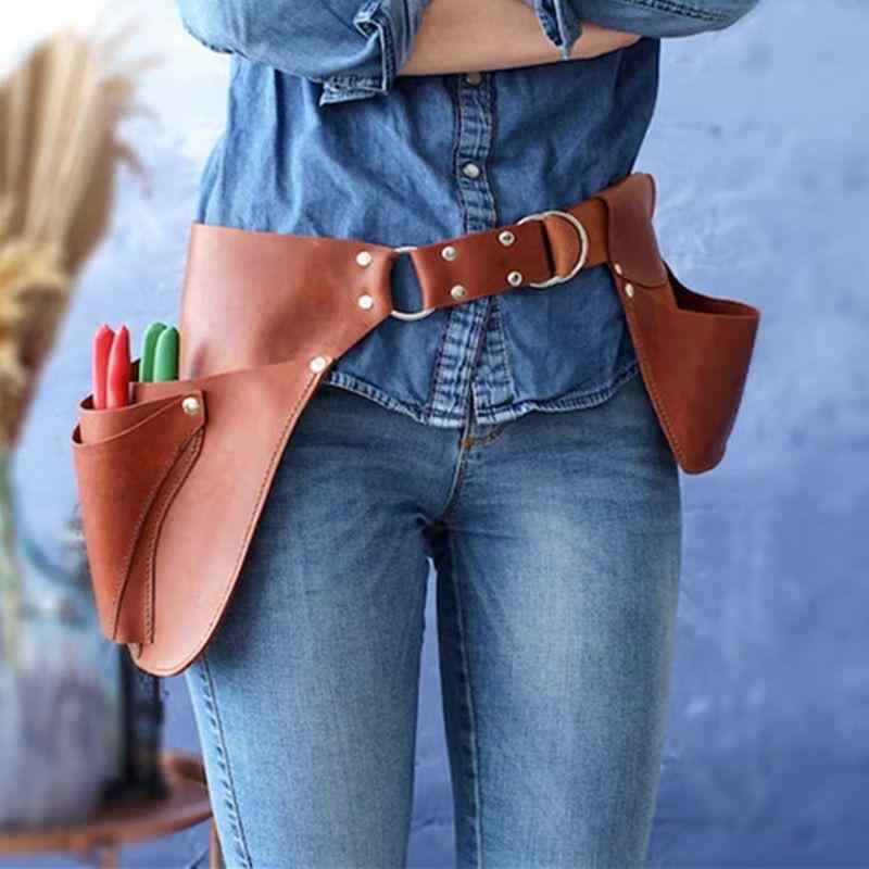 Aprons - ツールバッグ 多機能 アウトドア ガーデニング 園芸用 作業用 ウエストポーチ 携帯用 腰袋 収納ポーチ PUレザー 多ポケット 軽量 耐久性 ブラウン ブラック