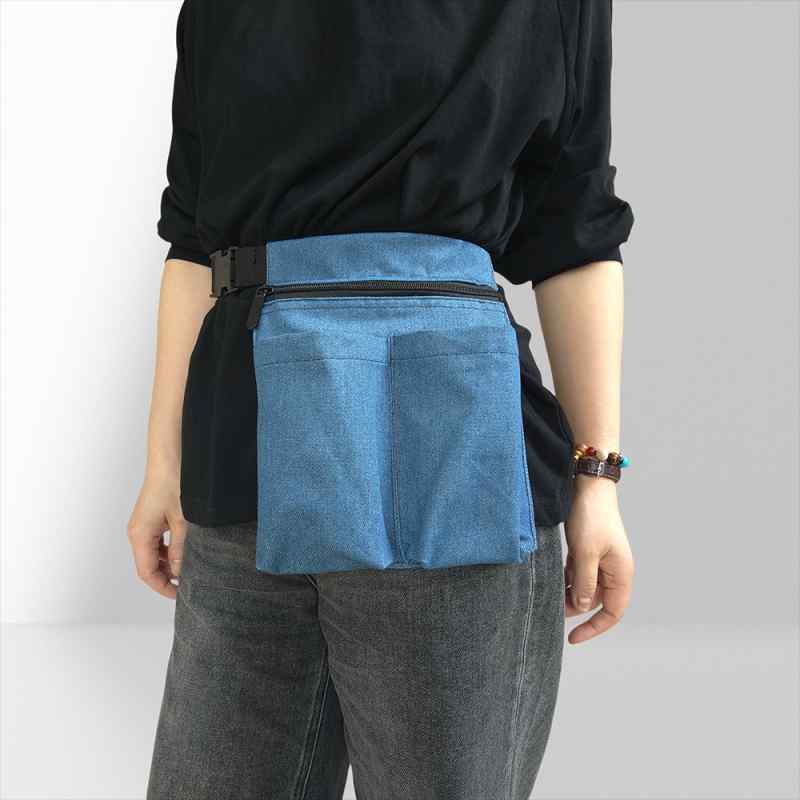 ウエストポーチ メンズ レディース デニム スマホ 携帯電話 収納 ファスナーポケット 作業用 軽量 アウ..