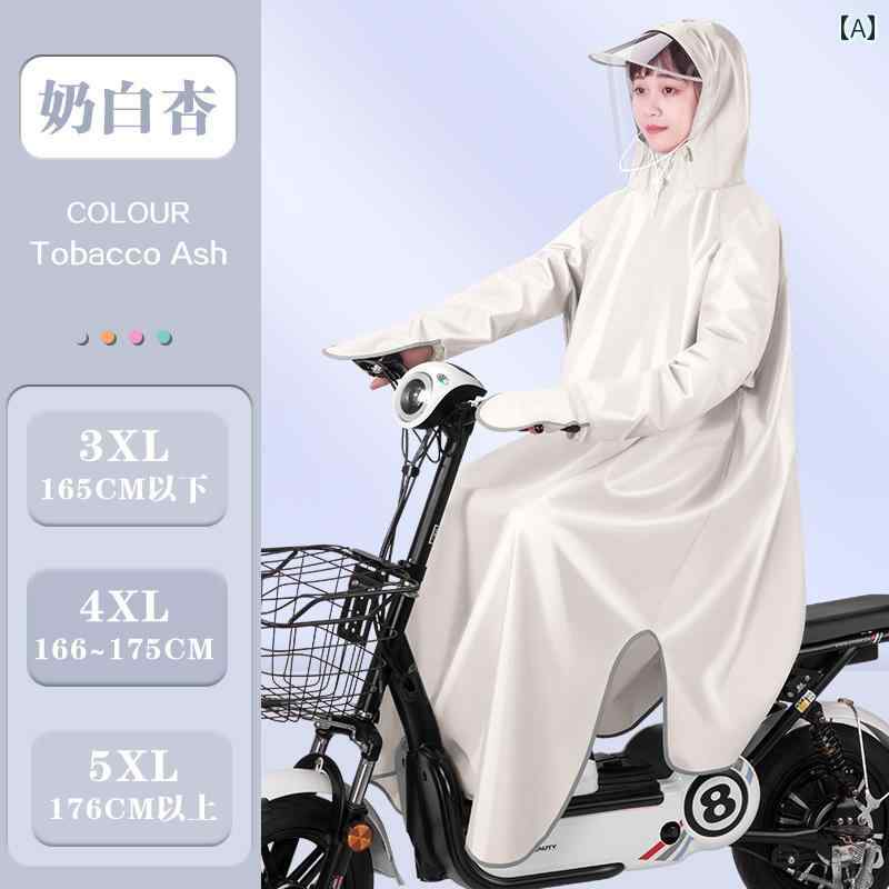 フロントップ楽天市場店のレインコート レディース ポンチョ カッパ 電動バイク 電動自転車 スクーター 原付 一人用 袖付き 一体型 ロング丈 全身カバー 防水 撥水 防風 人車分離 オックスフォード生地 クリーム グレー ブラック｜アングル2