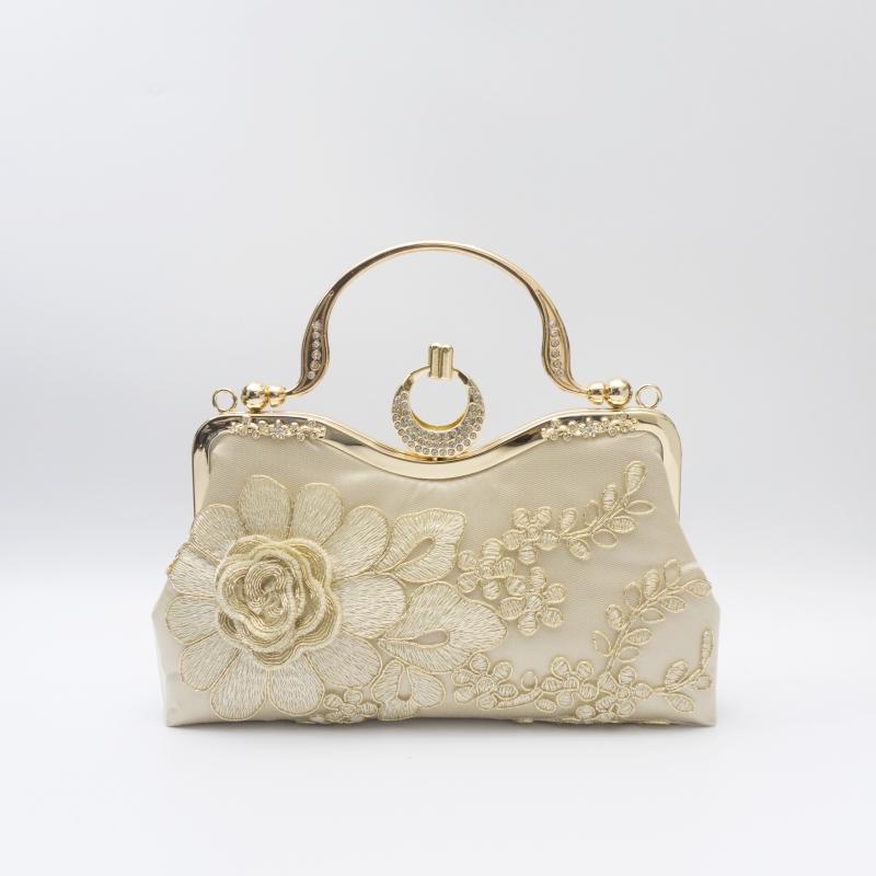 バッグ レディース 大きな花柄 刺繍 ラインストーン キラキラ 中国風 チャイナドレス フォーマル パーティ 宴会 結婚式 二次会 ハンドバッグ ショルダーバッグ 斜め掛け 鞄