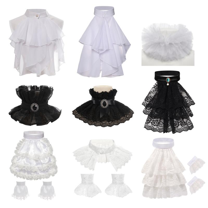 付け襟 メンズ レディース レトロ 宮廷風 レース フリル 蝶ネクタイ ボウタイ 中世 欧米風 クラシカル ..