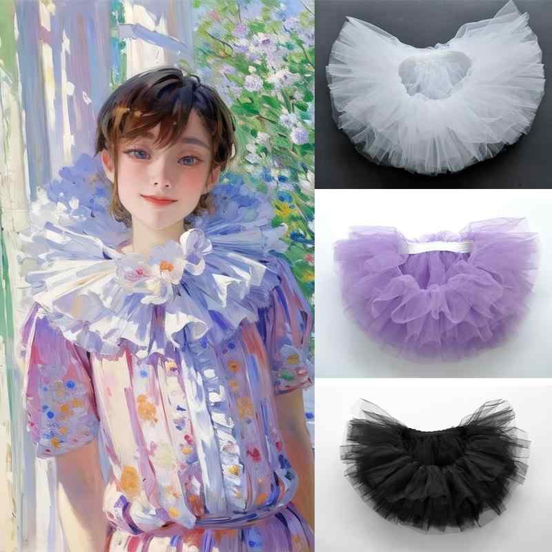 付け襟 レディース フェイクカラー レース チュール レトロ ラフカラー ロリータ 万能 撮影小物 記念写..