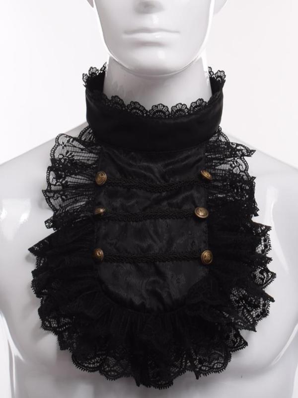 付け襟 レディース ヨーロッパ映画風 宮廷風 レトロ ヴィクトリアン 装飾 フェイクカラー 黒 レース リ..