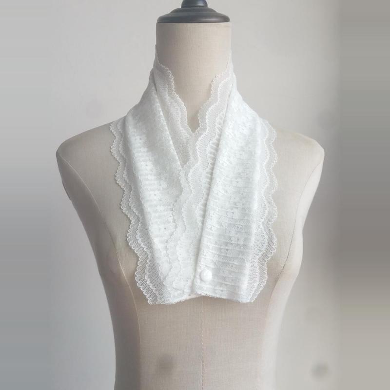 付け襟 レディース フェイクカラー クロス レース フリル 繊細 刺繍 ティアード ネックカバー スウィー..