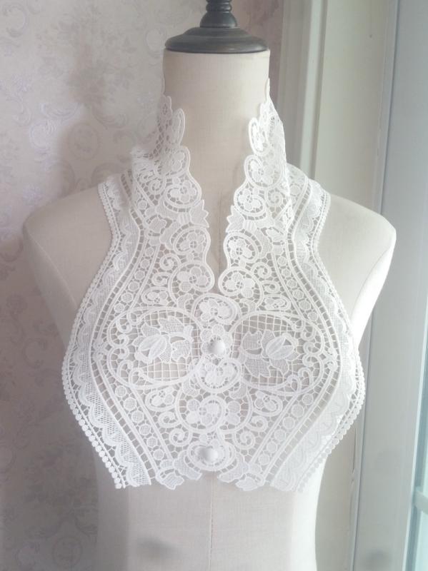 つけ襟 レディース ショール ヨーロピアン 宮廷風 ヘップバーン風 上品 エレガント 繊細 精巧 レース フリル 花柄 大きいサイズ 多機能 ネックカバー フェイクカラー 襟巻き ストール