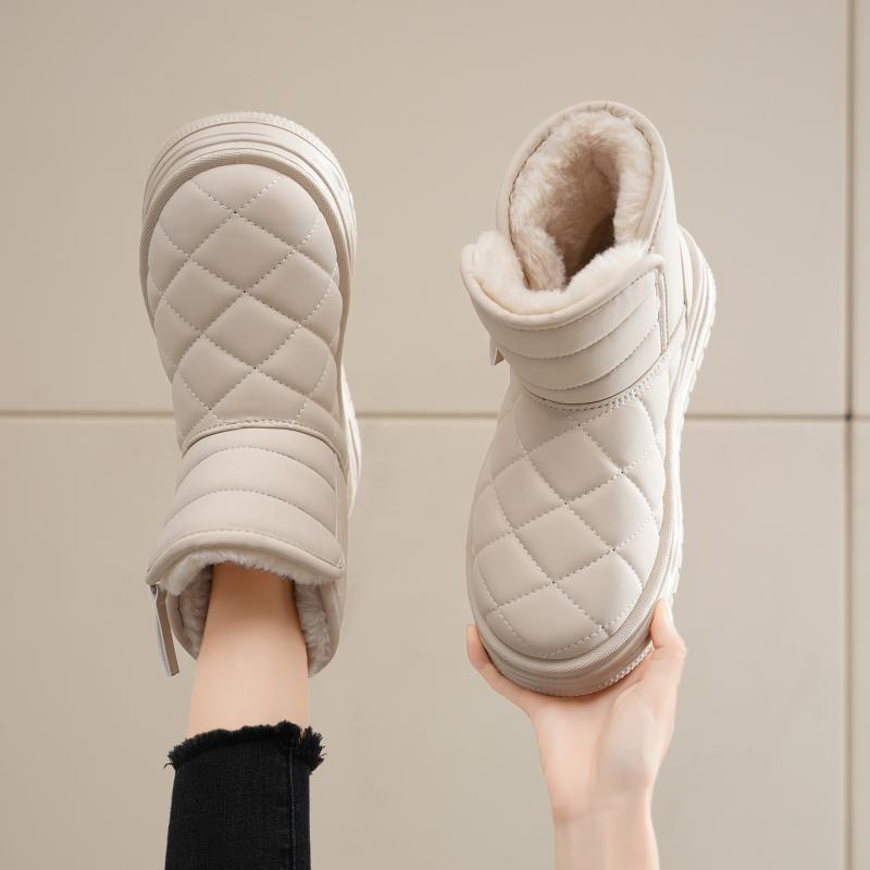 スノーブーツ レディース 秋冬 防寒ブーツ フェイクファー一体型 裏起毛 厚手 保温 ショート丈 滑り止..
