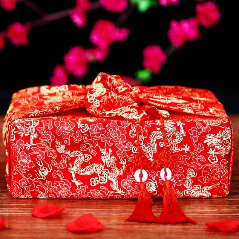 風呂敷 レディース 花嫁 嫁入り道具 婚礼用 新婦 赤 レッド 大判 二重 包み布 サテン ポリエステル 龍..