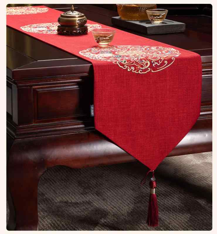 テーブルランナー 正月 新年 モダンチャイニーズ 禅風 和モダン 茶卓マット ティーマット 長尺 ロング ..