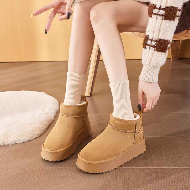 スノーブーツ レディース 防水 厚底 シークレットヒール 裏ボア 保温 ムートンブーツ ショート丈 ぽっ..