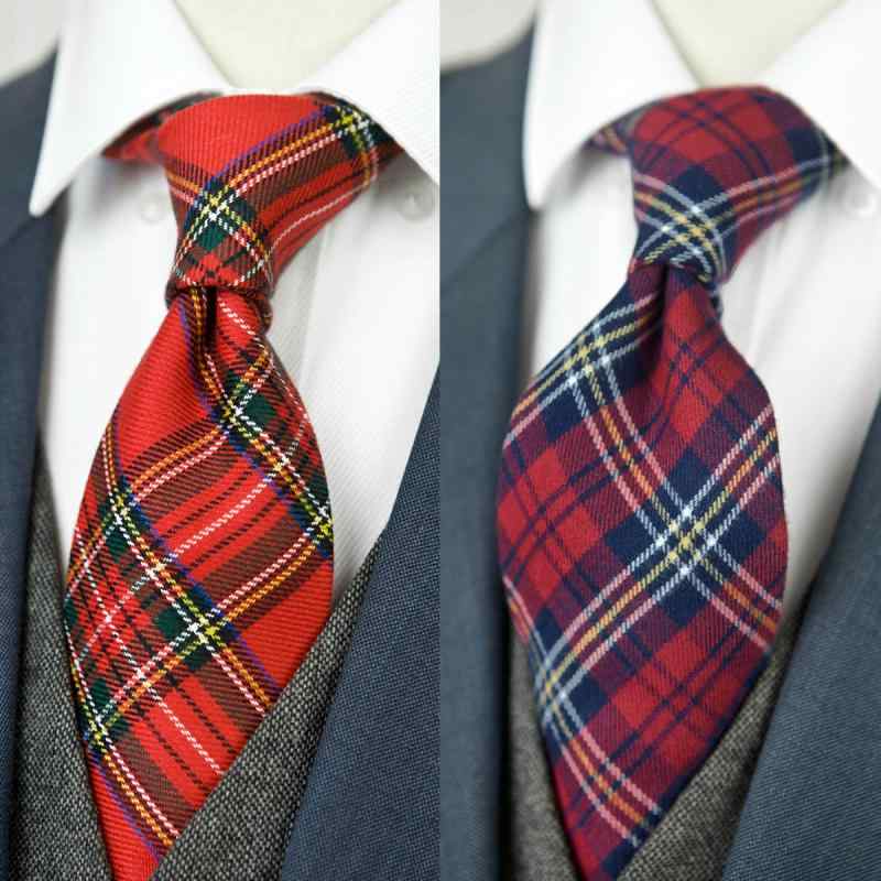 メンズ ネクタイ オシャレ レトロ スコットランド 赤 緑 チェック柄 綿 カジュアル 普段使い スリム 細身 ギフト チーフ 幅広 コスプレ レディース