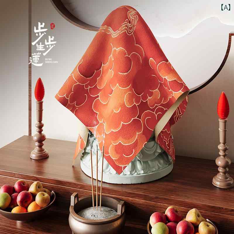 仏具 カバー 仏壇 クロス 仏像 観音菩薩 供養台 祭壇 木魚 法具 チャイナ風 防塵 ほこりよけ 厚手 おし..