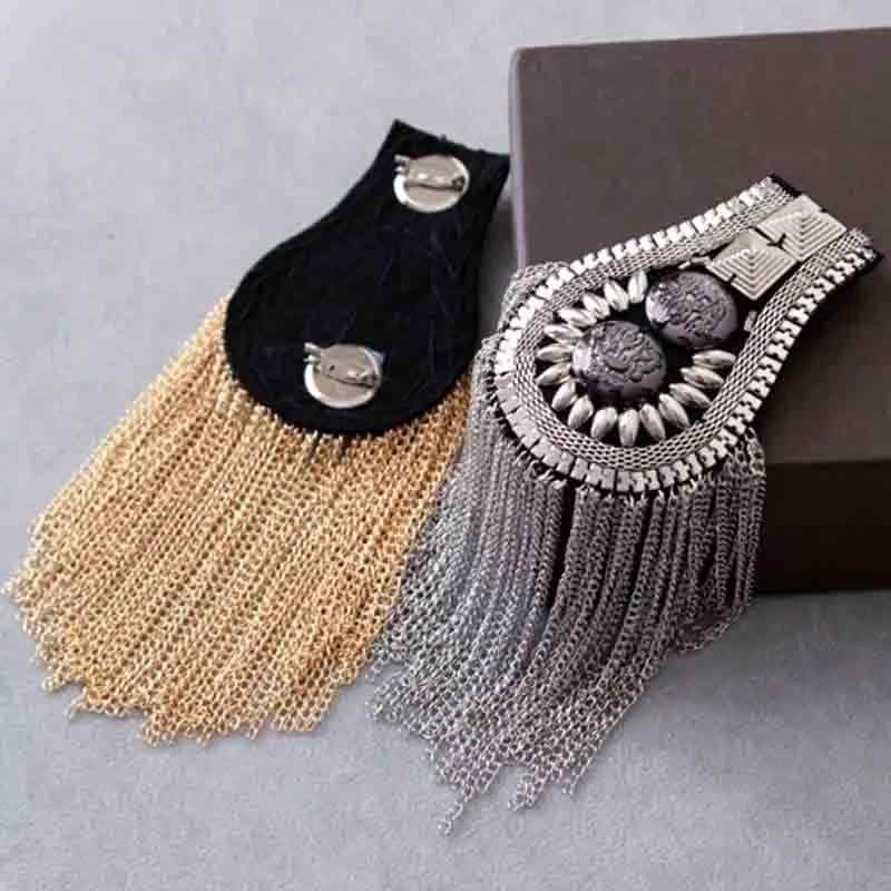 肩章 アクセサリー メンズ レディース フリンジ 肩飾り チェーン メタル 合金製 シルバー ゴールド フォーマル ビジネス 舞台衣装 結婚式 スーツ 礼服 服飾小物 パーツ