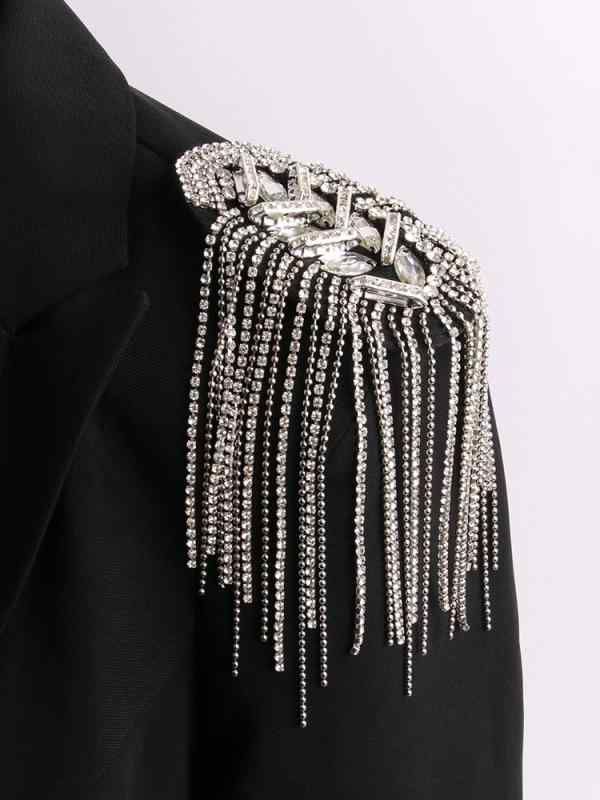 肩章 レディース メンズ キラキラ ラインストーン フリンジ ブローチ 合金 電気メッキ シルバー ゴール..