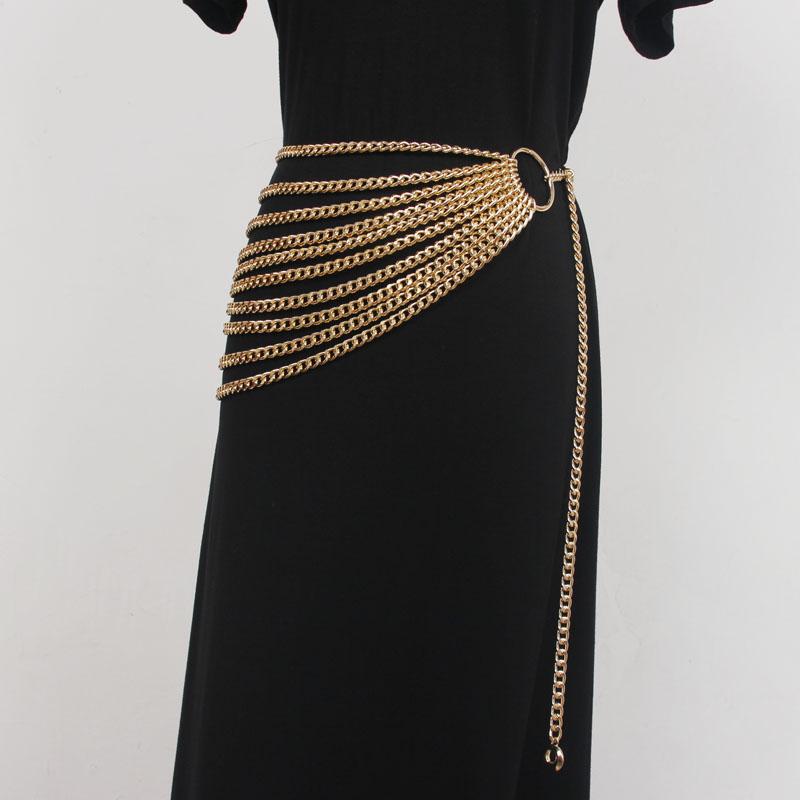 楽天フロントップ楽天市場店ウエストチェーン ベルト レディース 多層 太め メタル ウエストマーク アクセント 飾り ワンピース シャツ スーツ ブラウス ドレス トップス おしゃれ 上品 エレガント ファッション小物 アクセサリー ゴールド