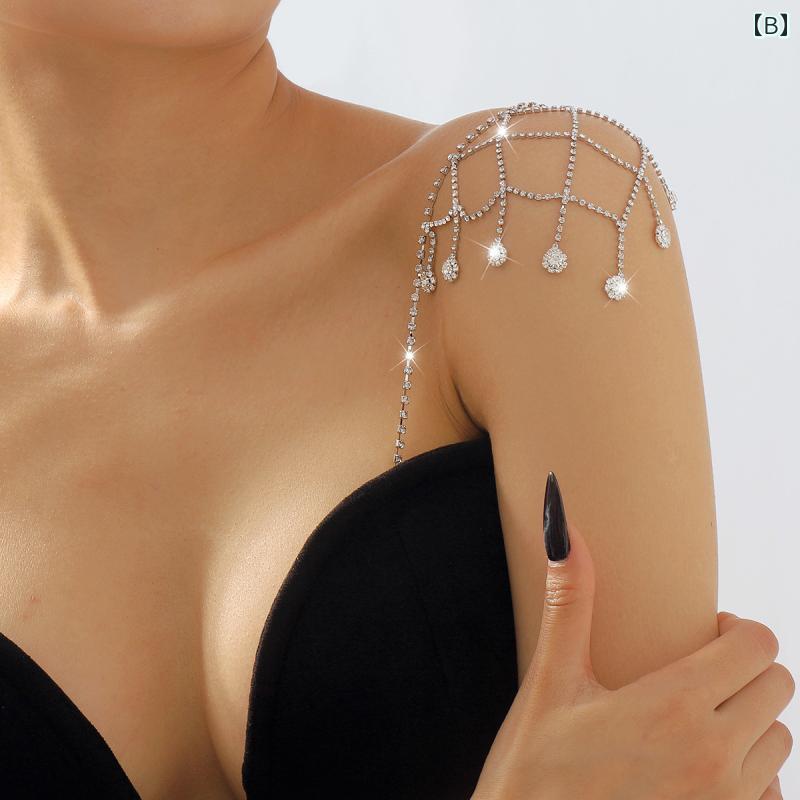 ブラストラップ おしゃれ アクセサリー レディース セクシー 欧米風 肩チェーン ボディチェーン 蝶 ハート 花 タッセル シンプル 合金 ゴールド シルバーメッキ パーティー イベント ドレス 映え 華やか