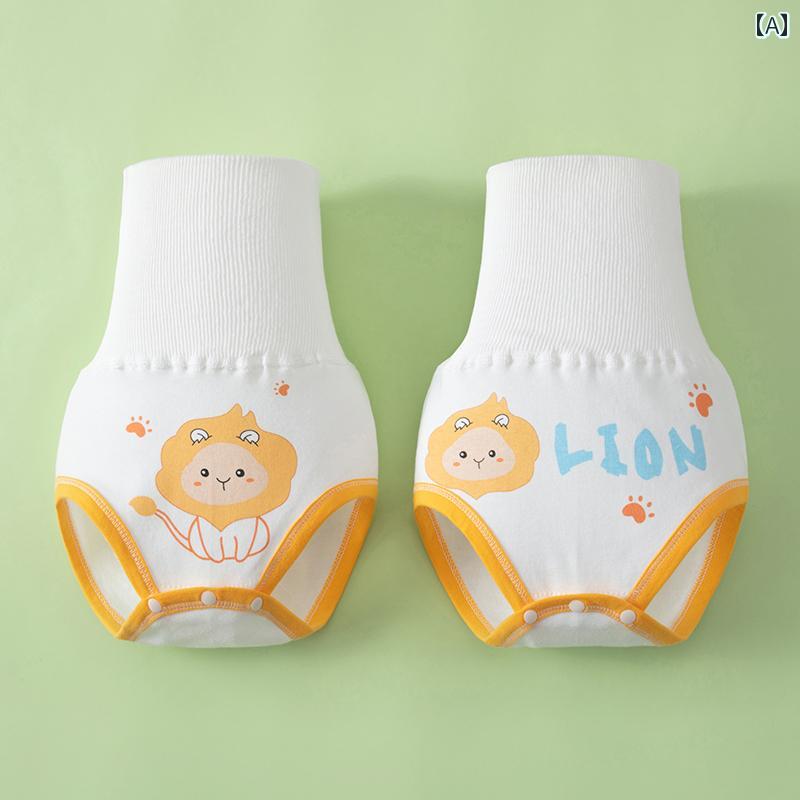 ベビー 腹巻き かわいい 新生児 お腹カバー 寝冷え防止 保護 コットン 春夏 男の子 女の子 男女兼用 プリント 動物 アニマル ライオン 熊 うさぎ 恐竜 綿 パンツ 一体型 スナップボタン 白 黄色 ピンク 青(4.0)