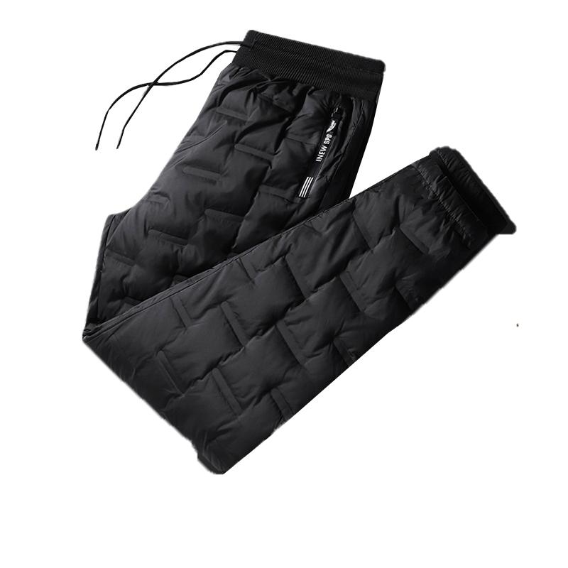 パンツ メンズ ダックダウンパンツ 厚手 保温 極暖 ジョガー ストレート ゆったり ルーズフィット ビッグシルエット 大きいサイズ 普段使い リラックス 秋冬 真冬 ポリエステル 黒