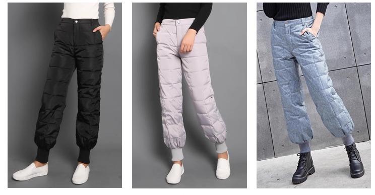 ・サイズ展開: M、L、XL、2XL、3XL、4XL、5XL・ウエストタイプ: ハイウエスト・カラー展開: ブラック、グレー、ブルー・詰め物: ダウン・着用スタイル: アウター、インナー取り外し不可・厚さ: 厚手・丈: フルレングス・スタイル: バルーンパンツ