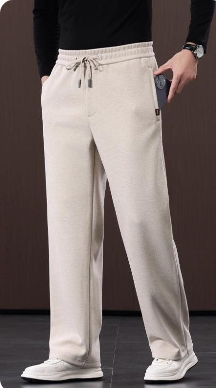 パンツ メンズ 男性用 ワイド ゆったり ルーズフィット カジュアル リラックス スポーツ ウール 厚手 高弾力 ストレッチ シワになりにくい 普段使い 秋冬 ブラック カーキ ダークグレー(4.0)