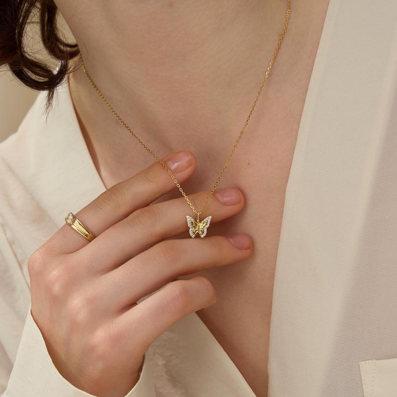 ネックレス メンズ レディース ARSIS 舞い踊る蝶 バタフライ 幸運のシンボル シルバー925 ジルコニア ..